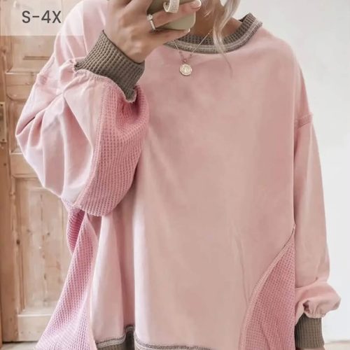 Pink + Taupe Contrast Sweatshirt