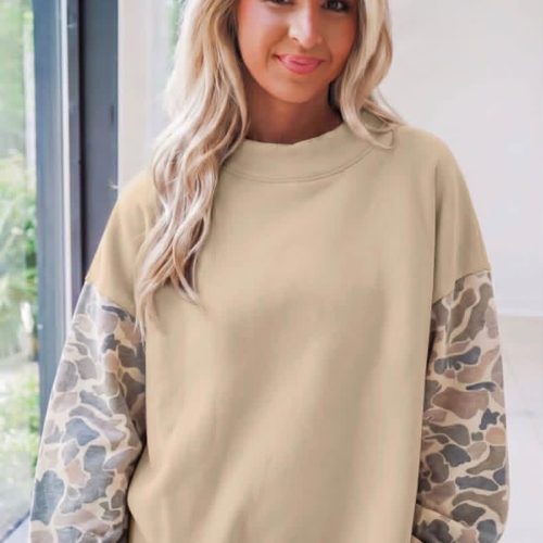 Camo Sleeve Crew Neck