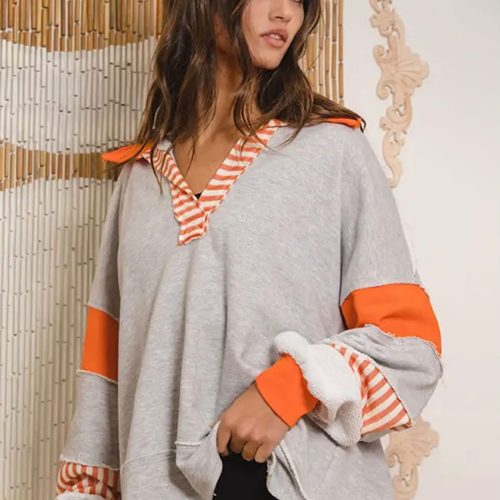 Orange Stripe Sweatshirt
